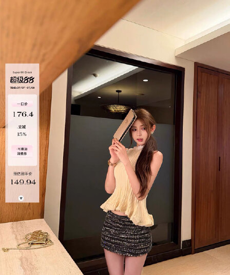 okmashop 矜贵 미시 프릴 니트 스웨터 여성 여름 품격 몸매 가꾸기 슬림해 보이는 민소매 맨위
