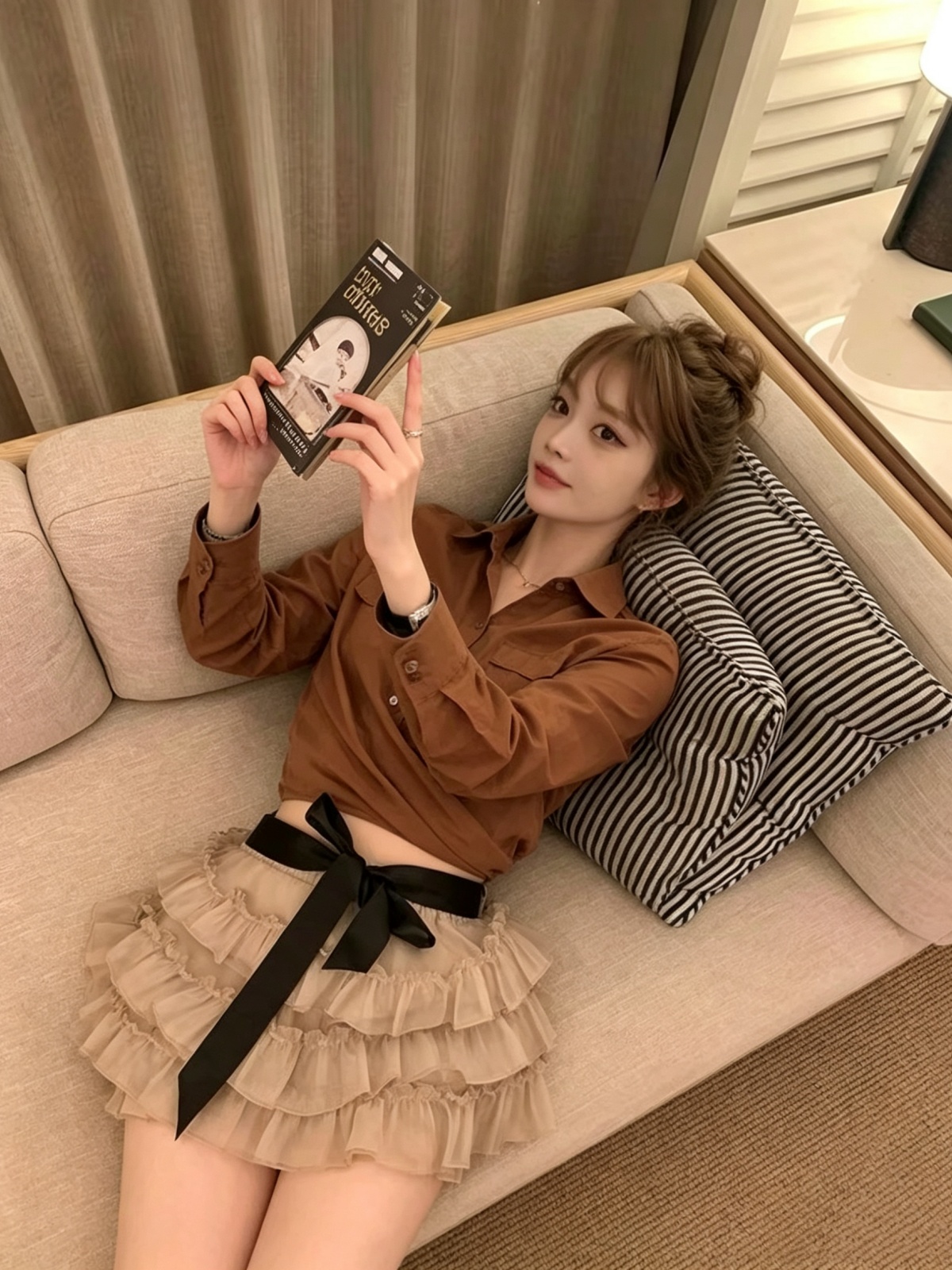 여름 새로운 한 부서 소녀 슈퍼 잘 생긴 나비 매듭 리본 반신 스커트 달콤함 연령 감소 발레 바람 케이크 미니 스커트