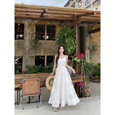 批发实拍·大码法式白色纯棉<b class='q'>蕾丝</b>吊带裙2026年夏季甜美镂空刺绣连衣裙