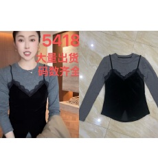 批发秋笙25年秋桑蚕丝<b class='q'>丝绒</b>百搭慵懒风时尚假两件上衣 YY599
