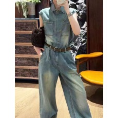 批发美式酷飒拽姐<b class='q'>牛仔</b>套装女2026初夏新款时髦设计感<b class='q'>背心</b>阔腿裤两件套
