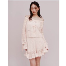 批发2026秋冬新品<b class='q'>甜美</b>蝴蝶结镂空羊毛针织衫短裙套装