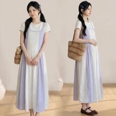 批发实拍  孕妇套装夏季新款<b class='q'>纯棉</b>T恤+吊带裙两件套套装