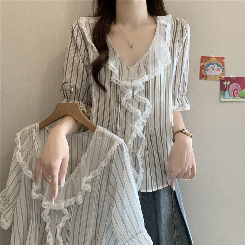 BY26929# 法式蕾丝拼接...