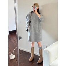 批发miu系巨好看正式场合端庄小香风内搭灰色针织毛衣连衣<b class='q'>裙子</b>女秋冬