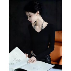 批发2025秋季减龄独特超好看单穿小上衣小众不撞款黑色豹纹假两件<b class='q'>T</b><b class='q'>恤</b>