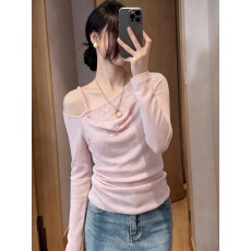 批发粉色<b class='q'>长袖</b><b class='q'>t</b><b class='q'>恤</b>女春季2026新款设计感独特漂亮巨好看不撞款的小上衣