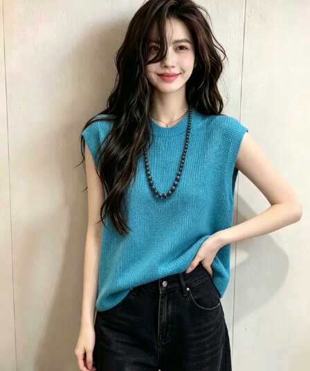 2026 여름 새로운 캐주얼 품격 다용도 니트 얇은 스타일 조끼 여자 트렌드 ins 바람 디스플레이 화이트 민소매 맨위