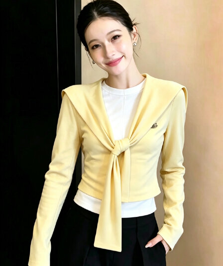 유럽 역 패션 외국 가스 디자인 센스 맨위 올해 인기 폭발 슈퍼 잘 생긴 황색 페이크 레이어드 티셔츠 여성