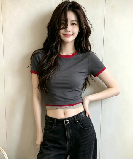 한 부서 페이크 레이어드 회색 패치워크 반팔 긍정적 인 어깨 티셔츠 여성 여름 얇은 스타일 작은 키 몸매 가꾸기 슬림해 보이는 쇼트 스타일 맨위