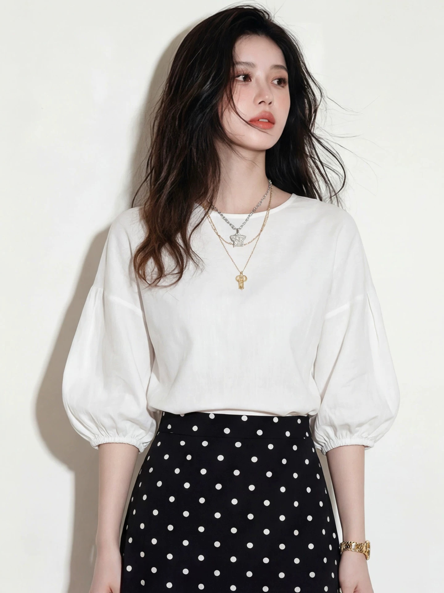 프랑스식 아름다운 디자인 센스 화이트 벌룬 소매 작은 맨위 여름 여성 의류 슈퍼 잘 생긴 아름다운 고유 한 루즈핏 셔츠