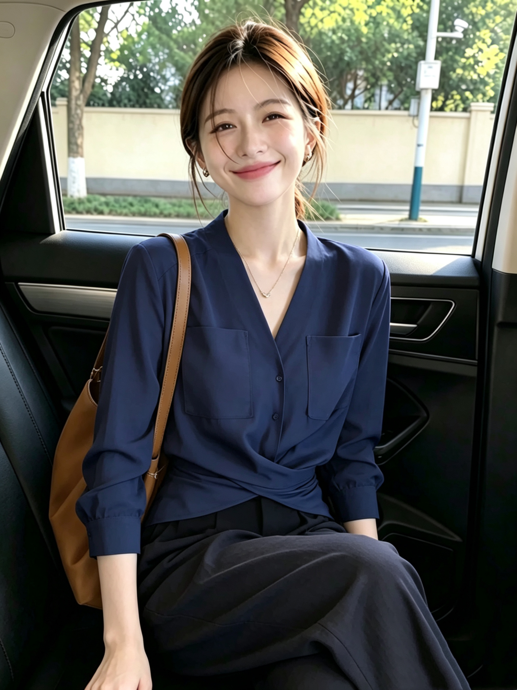 출퇴근 바람 블루 색상 긴팔 여성 셔츠 2026 새로운 고유 한 자이언트 잘 생긴 ~ 중 디자인 센스 허리 수축 슬림해 보이는 맨위