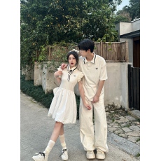 批发实拍韩系学院风蝴蝶结白色小个子收腰a字裙<b class='q'>情侣装</b>