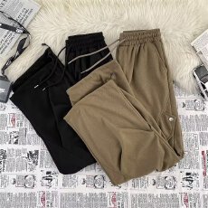 批发夏季阔腿休闲裤男港风<b class='q'>日系</b><b class='q'>复古</b>宽松直筒裤潮流纯色简约百搭工装裤