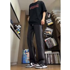 批发美式港风潮男夏季新款个性字母牛仔裤<b class='q'>嘻哈</b>ins潮高街潮流痞帅长裤