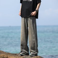 批发美式<b class='q'>复古</b>蓝泥染牛仔裤男士潮牌<b class='q'>日系</b>休闲阔腿裤秋水洗高街长裤潮裤