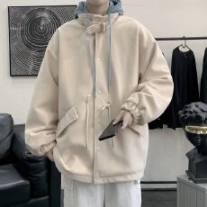 批发秋冬男女同款夹克外套港风情侣装宽松运动长袖连帽上衣服美式新款