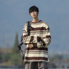 批发潮牌ins纯棉宽松长袖男装上衣服外套圆领宽松套头秋<b class='q'>冬</b>季百搭国潮