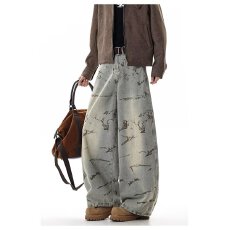 批发港风<b class='q'>潮牌</b>男女新款美式个性情侣牛仔裤嘻哈中性潮高街潮流痞帅长裤