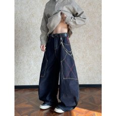 港风潮男女季新款美式个性情侣牛仔裤嘻哈ins潮高街潮流痞帅长裤