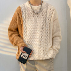 复古毛衣男女新款美式日系情侣高街潮牌休闲百搭圆领粗毛线针织衫