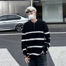 批发日系<b class='q'>毛衣</b>针织衫男女新款潮牌帅气情侣打底衫美式中性气质修身上衣