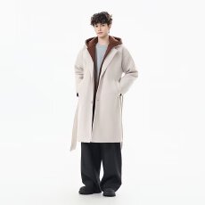 韩系秋冬中性高级感情侣气质呢子大衣毛呢外套男女新款中长款风衣