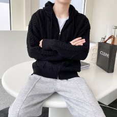 批发秋冬中性开衫毛衣美式复古休闲慵懒风情侣针织衫男女新款纯色<b class='q'>外套</b>