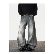 港风潮男女新款季中性个性情侣牛仔裤嘻哈ins潮高街潮流痞帅长裤