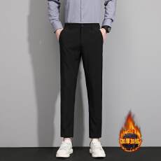 日系休闲裤男九分裤韩式新款男装纯色潮弹力舒适修身加绒小脚长裤