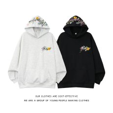 批发卫衣男女同款连帽春<b class='q'>秋</b>季中性风港风宽松潮牌字母印花百搭情侣外套