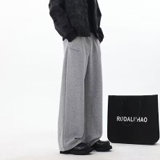 批发美式宽松休闲裤男女款日系韩版潮流百搭裤子情侣坠感阔腿拖地长裤