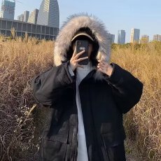 批发韩版兔绒大毛领百搭男女同款加厚保暖棉衣轻奢风户外情侣棉服外套