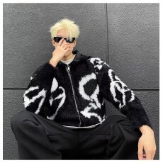 秋冬新款情侣开衫毛衣美式复古ins休闲慵懒风V领针织衫男女款外套