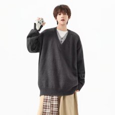 批发日系假两件毛衣针织衫男女款潮牌帅气打底衫美式情侣<b class='q'>气质</b>修身上衣