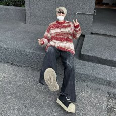 批发圆领毛衣针织衫男潮牌帅气秋冬季打底衫美式新款<b class='q'>男士</b>气质修身上衣