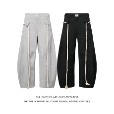 批发美式新款宽松休闲裤男女款韩版潮流百搭裤子情侣坠感阔腿拖地长裤