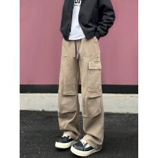 宽松休闲裤男女款韩版潮流百搭裤子加绒加厚情侣坠感阔腿拖地长裤