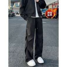 批发宽松休闲裤男女款韩版<b class='q'>潮</b>流百搭裤子加绒加厚情侣坠感阔腿拖地长裤
