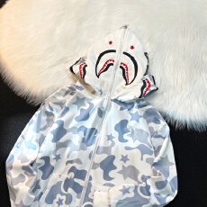 批发美式高街双帽迷彩鲨鱼拉链<b class='q'>卫衣</b>外套女春秋薄款hiphop潮牌情侣帽衫