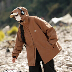 批发日系户外连帽冲锋衣男春<b class='q'>秋</b>潮牌宽松山系机能夹克休闲工装情侣外套
