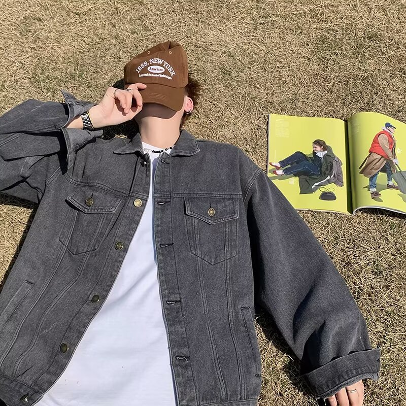 봄 가을 악당 잘 생긴 카우보이 바깥 남성 세트 여자 높음 거리 조수 브랜드 항구 바람 일본식 하라주쿠 스타일 트렌드 루즈핏 커플 재킷