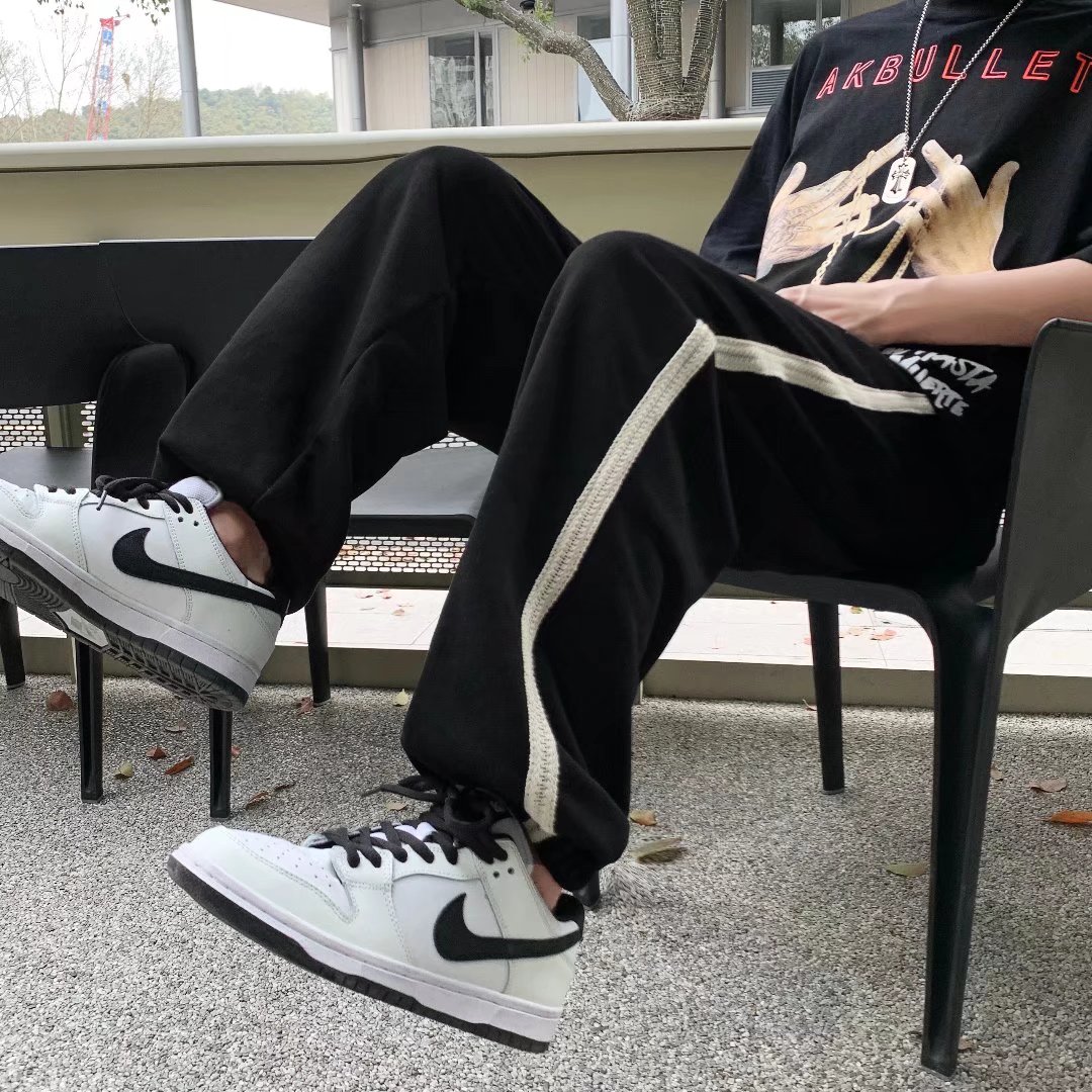 아메리칸 봄 가을 트렌드 패션 커플 캐주얼 바지 청소년 루즈핏 긴 바지 잘 생긴 남성과 여성 조거 캐주얼 바지