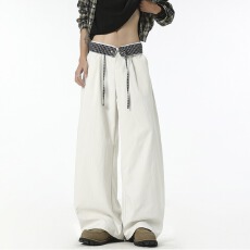 批发高级感情侣弯刀<b class='q'>西裤</b>男女春秋潮cleanfit垂感阔腿裤中性宽松休闲裤