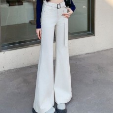 批发高级感微喇<b class='q'>西装</b>裤女士牛仔裤春夏新款时尚气质大码胖MM喇叭拖地裤