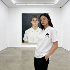 批发夏季凉感短袖polo衫<b class='q'>男</b>女T恤宽松港风设计感小众上衣服ins情侣<b class='q'>体恤</b>