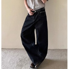 美式ins复古情侣弯刀牛仔M版型经典宽松直筒Cleanfit牛仔裤男女潮