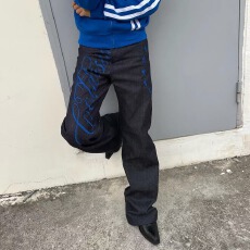 批发港风春夏辣妹新款美式个性情侣牛仔<b class='q'>裤</b><b class='q'>嘻哈</b>男女潮高街潮流痞帅长<b class='q'>裤</b>