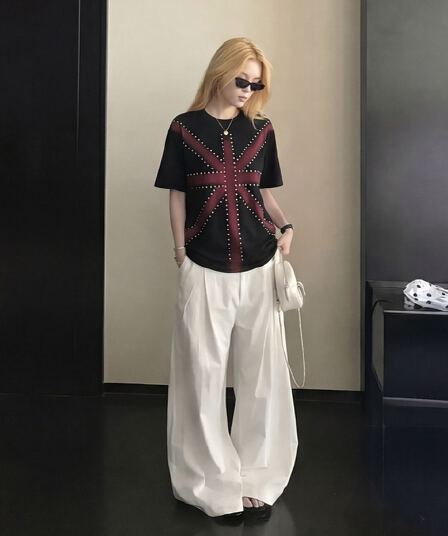 아메리칸 남녀 동정 다크 바람 라이스 단어 핫픽스 프린트 반팔 디자인 센스 커플 반팔 티셔츠 운동 맨위