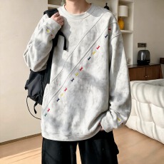 批发cleanfit美式休闲刺绣卫衣情侣套头外套男女设计感圆领长袖上衣<b class='q'>潮</b>